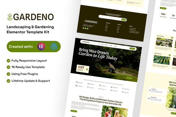 Gardeno - Landscaping & Gardening Elementor Template Kit