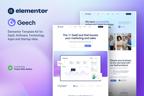 Geech - SaaS & Tech Startup Company Elementor Template Kit