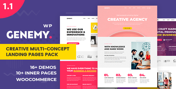 Genemy 6.8.3 - Creative Minimal Landing Page Builder for Digital Startup Design Studio Agency in Marketing