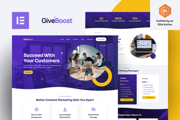 GiveBoost - Digital Marketing Agency Elementor Pro Template Kit