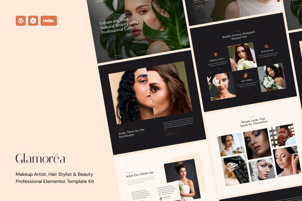 Glamorea – Makeup Artist & Hair Stylist Beauty Professional Elementor Template Kit