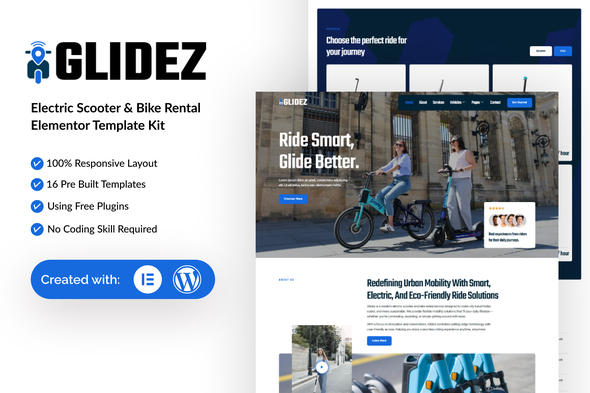 Glidez - Electric Scooter & Bike Rental Elementor Template Kit