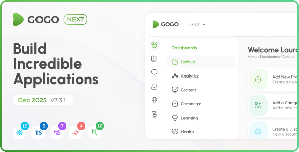 Gogo 7.4.0 - Nextjs React Admin Dashboard (React 19)