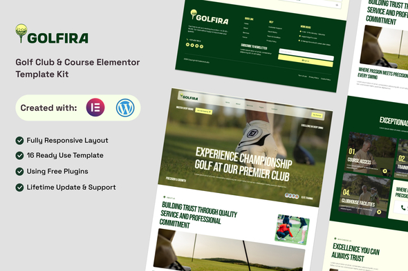 Golfira - Golf Club & Course Elementor Template Kit
