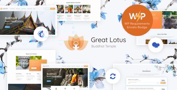 Great 1.5.4 - Lotus  Buddhist Temple Pagoda Church WordPress Theme  RTL