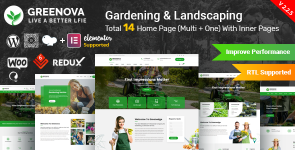Greenova 8 - Gardening & Landscaping WordPress Theme