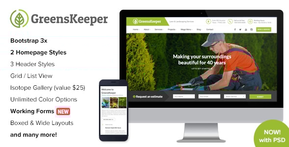 GreensKeeper 1.5 - Gardening & Landscaping Responsive HTML5 Template