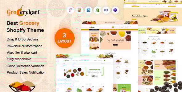 GroceryKart - Vegetable Organic & Grocery Supermarket Responsive Shopify Theme OS 2.0