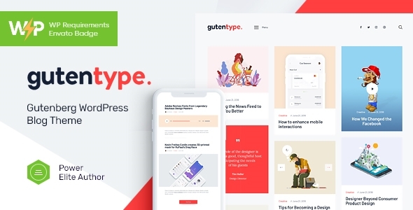 Gutentype 2.1.12 - 100 Gutenberg Blog WordPress Theme  Elementor