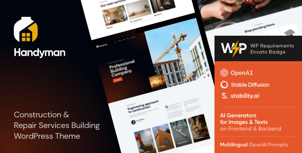 Handyman 2.8 - Fixing and Repair Services Building WordPress Theme