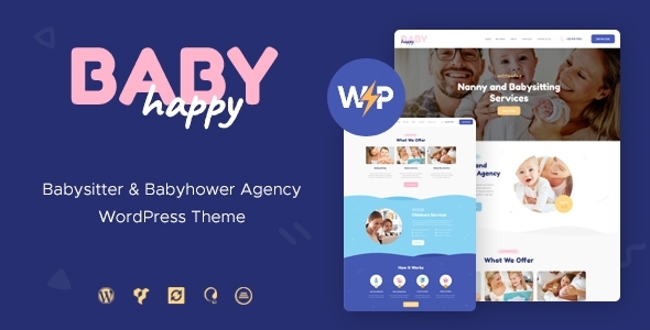 Happy 1.2.12 - Baby  Nanny & Babysitting Services Children WordPress Theme