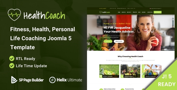 Health Coach 2.1 - Joomla 5 Template for Fitness Health Personal Life Coaching