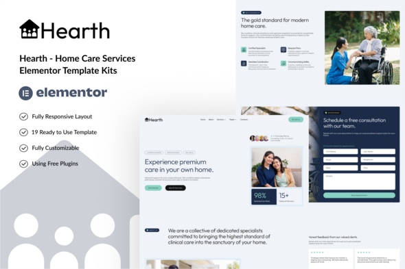 Hearth - Home Care Services Elementor Template Kits
