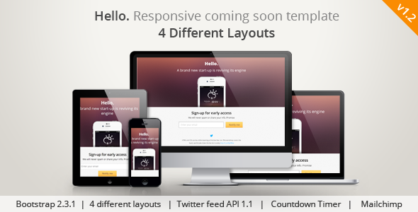 Hello 1.2 - Responsive Coming Soon Template