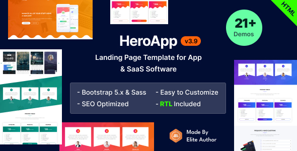 HeroApp 3.9 - Software App & SaaS Landing Page Bootstrap 5 Template