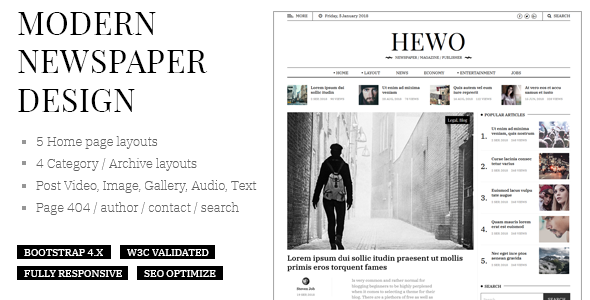 Hewo 2.1 - Modern Newspaper Magazine Blog HTML Template