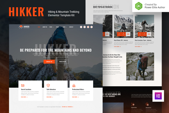 Hikker  Hiking & Mountain Trekking Elementor Template Kit
