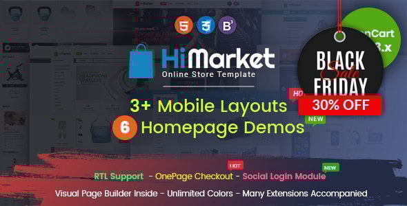 HiMarket - Drag & Drop OpenCart 2.3 & 3.x Theme With Mobile-Specific Layouts