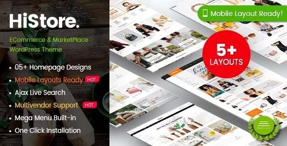 HiStore 1.3.10 - Fashion Shop Furniture Store eCommerce MarketPlace WordPress Theme (Mobile Layouts Ready)