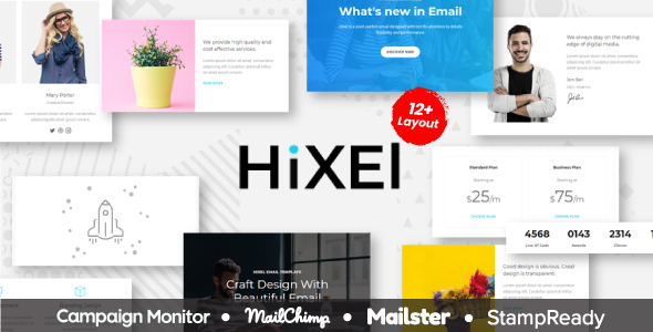 Hixel 8.5 - Responsive Email Template for Agency 70 Modules - StampReady Builder  Mailster & Mailchimp
