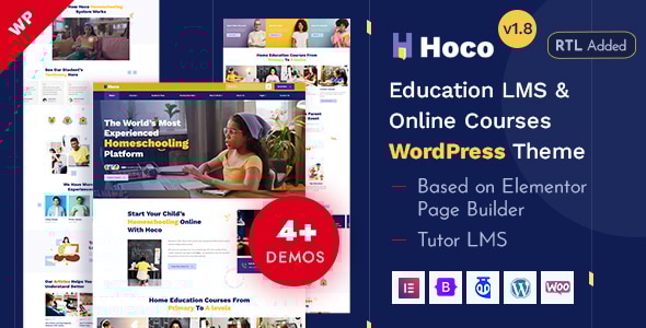 Hoco 1.8 - Education LMS & Online Courses Elementor WordPress Theme