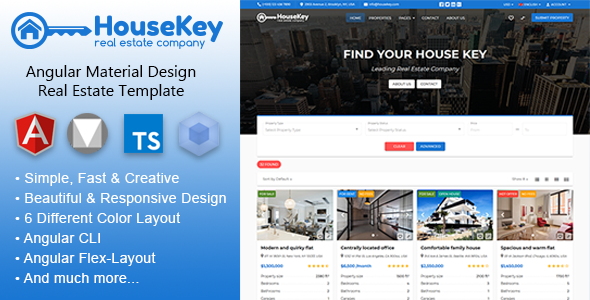 HouseKey 5.0.0 - Angular 21 Material Design Real Estate Template