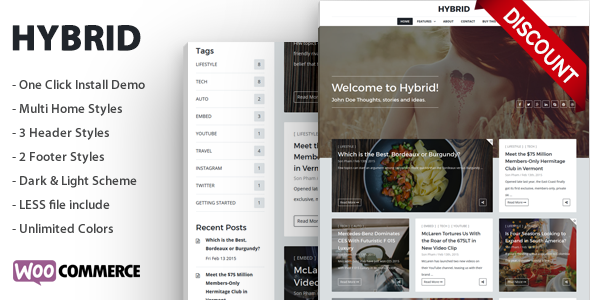 Hybrid 1.2.0 - Clean & Modern WordPress Blog Theme