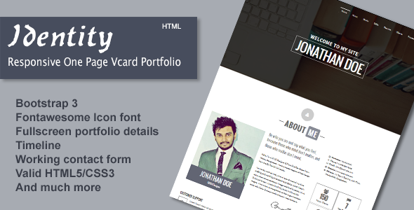 Identity 2.1.1 - Responsive One Page Vcard Portfolio