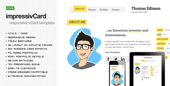 impressivCard 1.2.2 - Responsive vCard HTML Template