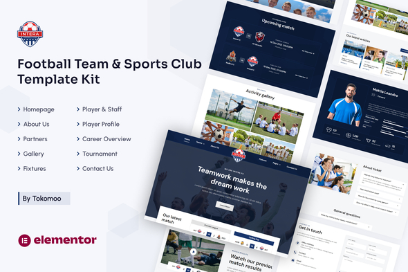 Intera  Football Team & Sports Club Elementor Template Kit