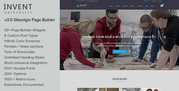 Invent 5.1 - Education Course College WordPress Theme