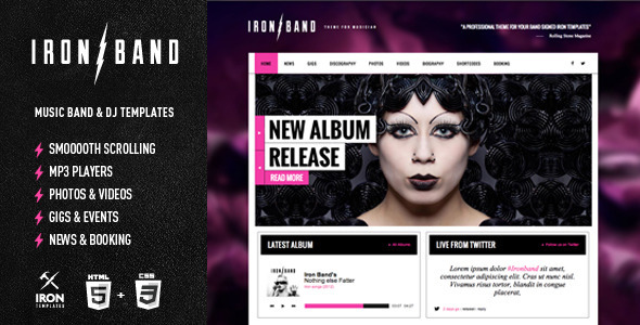 IronBand 1.1 - Responsive Music Band & DJ template