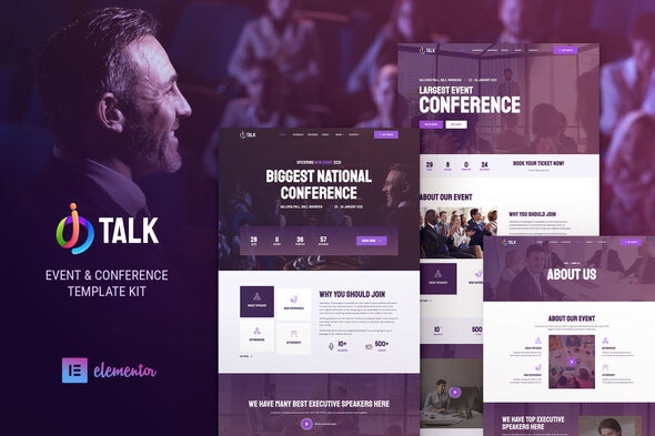 iTalk 1.0.2 - Event & Conference Elementor Template Kit