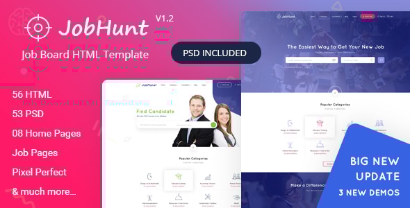 JobHunt 1.0 - Job Board HTML Template
