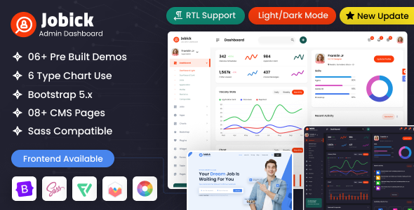 Jobick 5.0 - Job Admin Dashboard Bootstrap 5 Template  FrontEnd