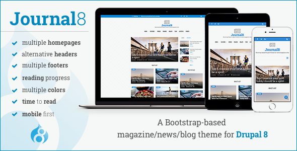 Journal8 8.10 - Mobile-First Drupal 10 Theme