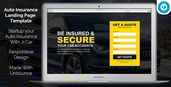 Jr. Auto Insurance Landing Page - Responsive Unbounce Template