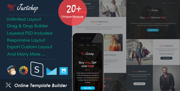 JustShop 2.3 - Ecommerce Email  Drag & Drop Builder