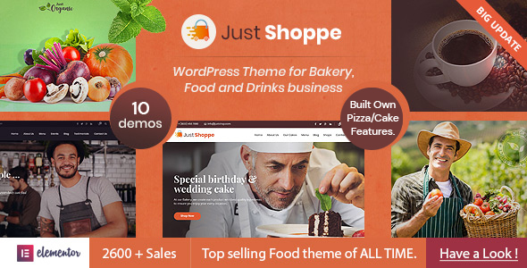Justshoppe 13.0 - Elementor Cake Bakery & Food WordPress