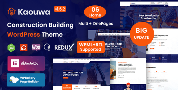 Kaouwa 1.6.2 - Construction Building WordPress Theme