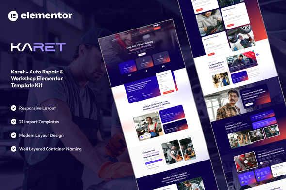 Karet - Auto Repair & Workshop Elementor Template Kit