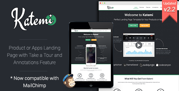 Katemi 2.2 - Clean Product and App Landing Page
