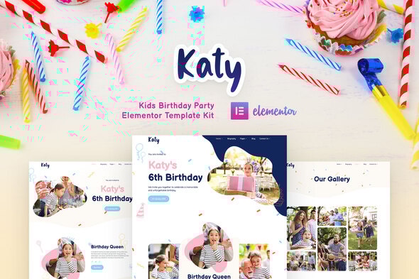 Katy 1.0.2 - Kids Birthday Party Planner & Invitation Elementor Template Kit