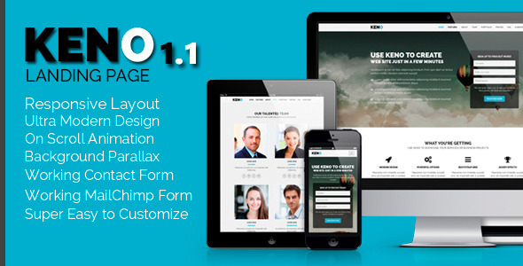 Keno 1.1 - Flexible and Responsive HTML5 Landing Page