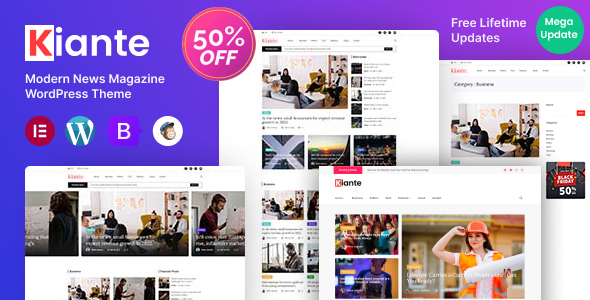 Kiante 1.0.2 - Newspaper & Magazine Elementor WordPress Theme Multipurpose