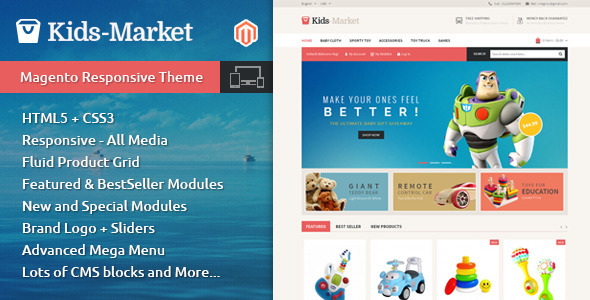 Kids Market 1.9.2.2 - Magento Responsive Theme