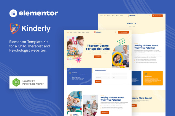 Kinderly  Child Therapist & Psychologist Elementor Template Kit