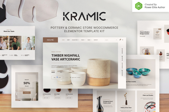 Kramic  Pottery & Ceramic Store WooCommerce Elementor Template Kit