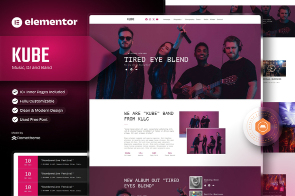 Kube 2.0.0 - Music Elementor Template Kit