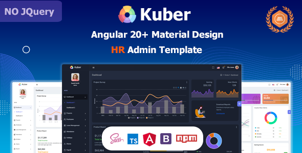 Kuber - Angular 20 HR Projects & Employee Management Material Design Admin Template